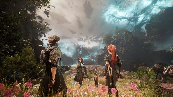 Expedition 33 characters in a surreal landscape