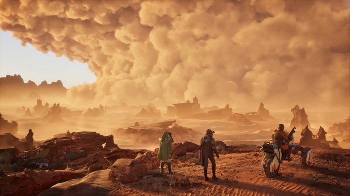 Dune: Awakening 4K desert landscape with sandstorm