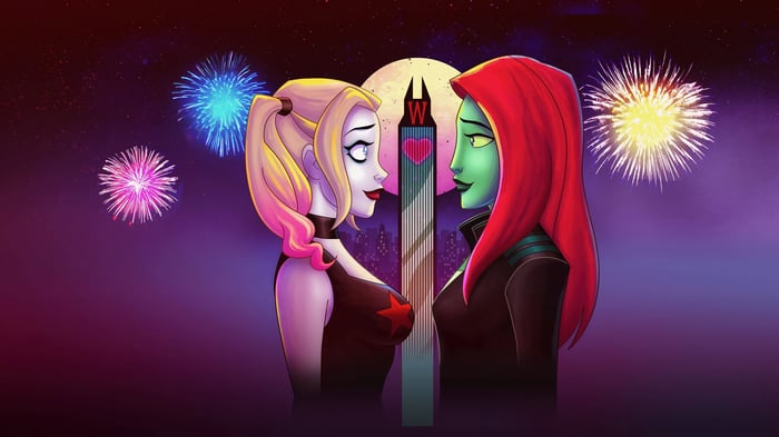 Harley Quinn and Poison Ivy with Fireworks