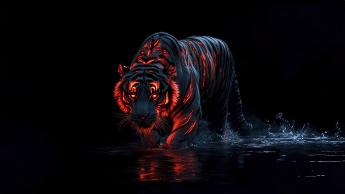 Glowing Tiger in Water 4K