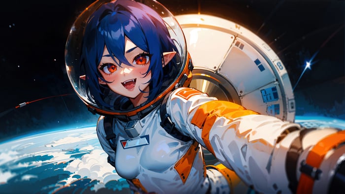 Anime Vampire Astronaut in Space 4K