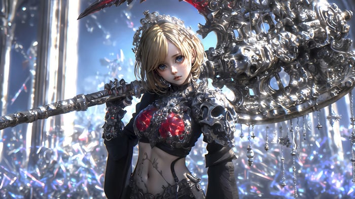 Anime Warrior Girl with Ornate Axe 4K