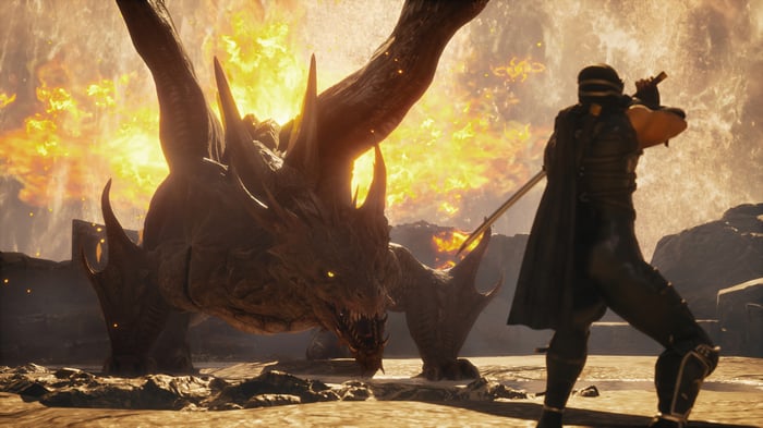 Ryu Hayabusa fights a dragon in 4K