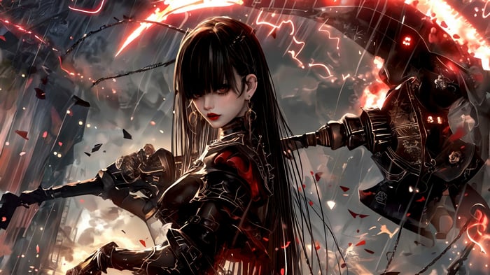 Anime Warrior Girl with Axe 4K