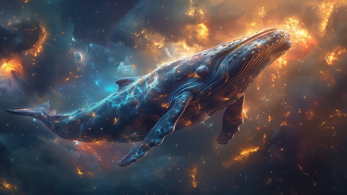 Humpback Whale in Cosmic Nebula 4K