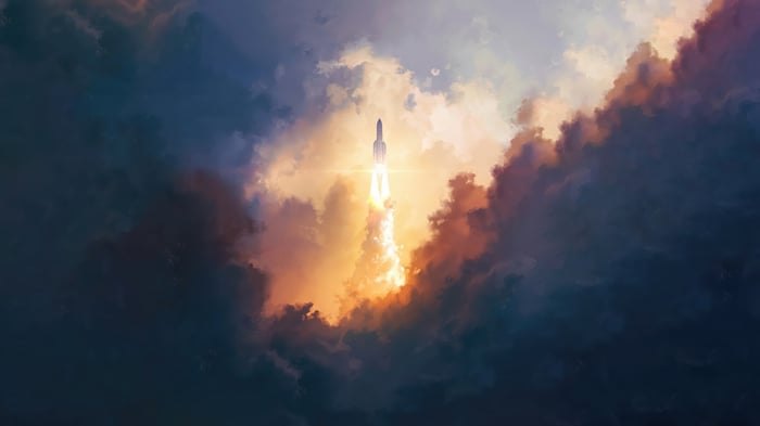Rocket Launching Through Clouds 4K