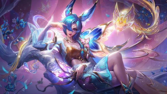 Xayah Celestial Embroidery Splash Art 4K