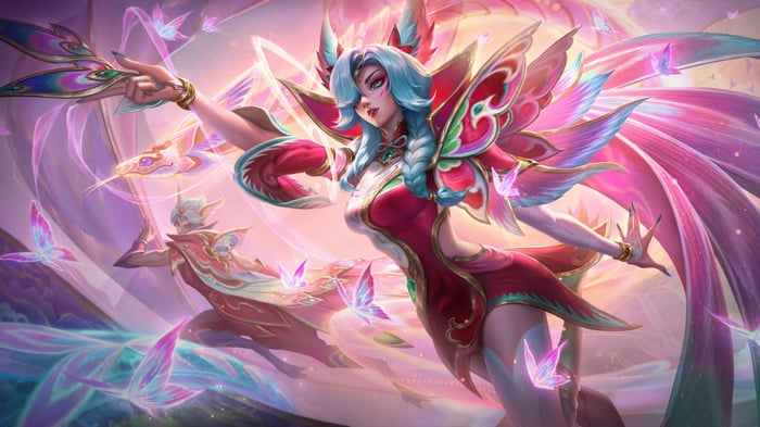 Xayah Celestial Embroidery League of Legends Splash Art 4K