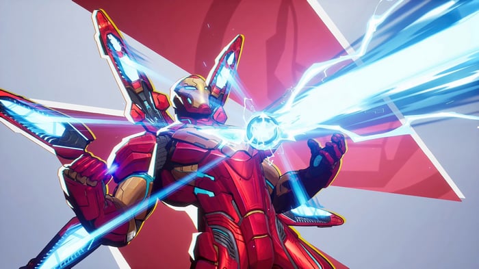 Iron Man firing energy blasts in Marvel Rivals 4K