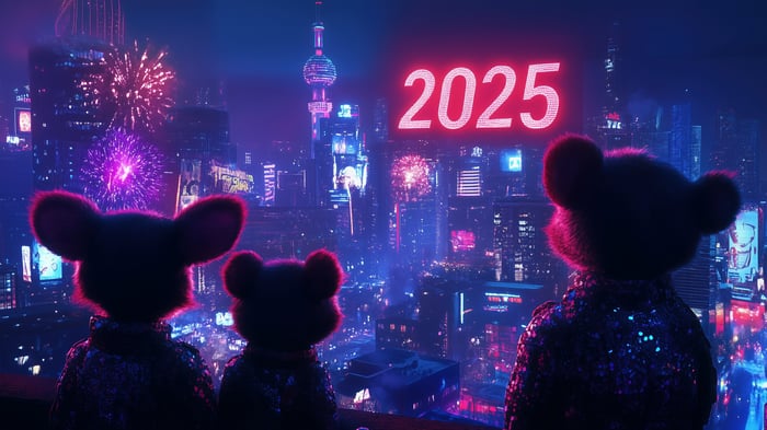 2025 New Year Fireworks in City 4K