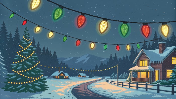 Christmas Village with Lights and Snow