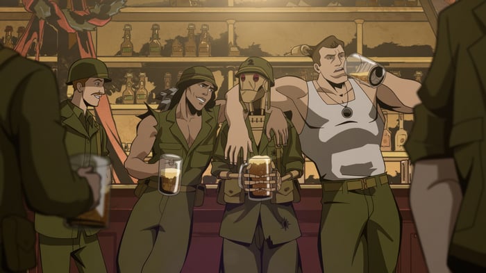 Creature Commandos G.I. Robot in a Bar 4K