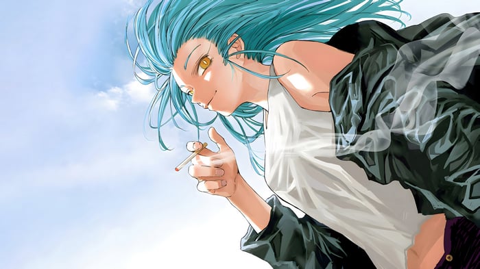 Rion Akao from Sakamoto Days smoking