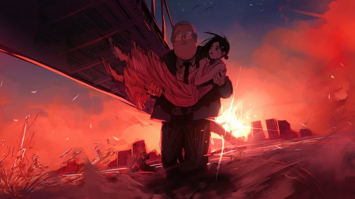 Sakamoto Days: Taro Sakamoto carries Aoi Sakamoto