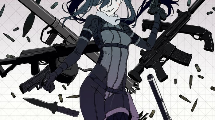 Pitohui with guns and bullets 4K