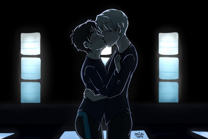 Yuuri Katsuki and Victor Nikiforov kissing