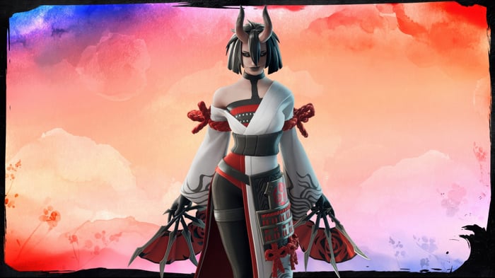 Fortnite Character with Horns and Red and White Outfit