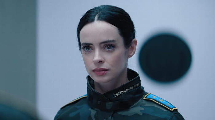 Krysten Ritter in a Military-Style Uniform