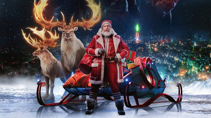 Santa Claus with Reindeer and Sleigh 4K
