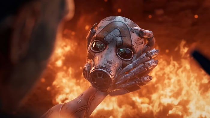 Borderlands Psycho Mask in Flames 4K