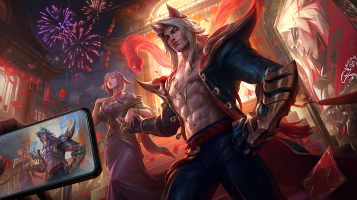 Sett and Ahri from League of Legends Splash Art 4K