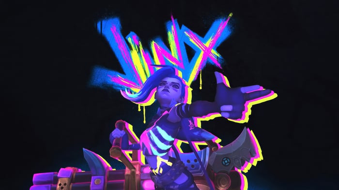 Jinx from League of Legends with graffiti