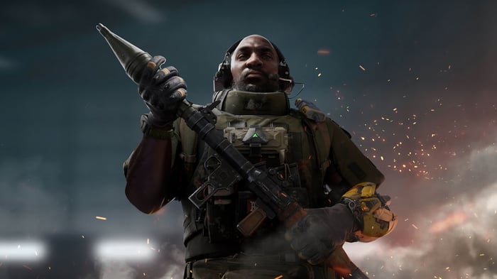 Delta Force soldier holding a rocket launcher