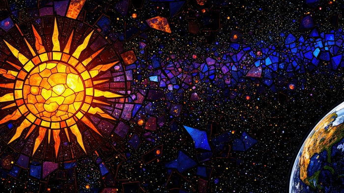 Sun, Earth, and Stars in Space 4K