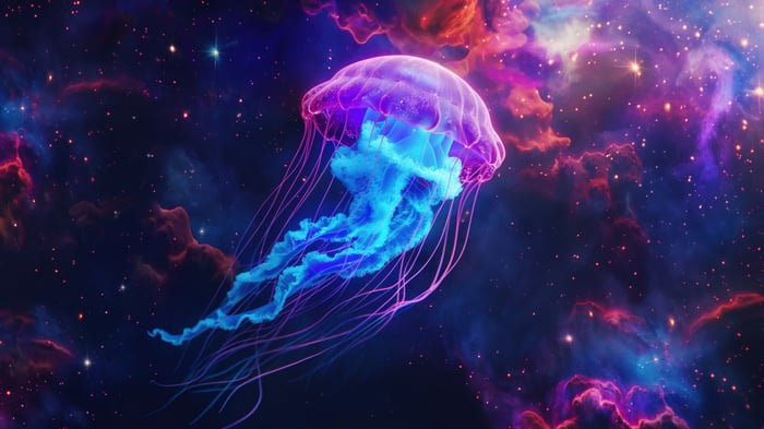 Jellyfish in Colorful Nebula Space 4K