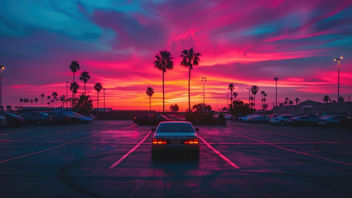 Car in Parking Lot During Sunset 4K