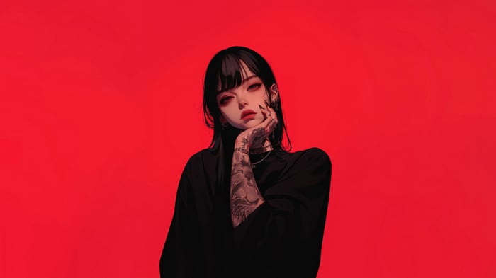 Anime Girl with Tattoos 4K