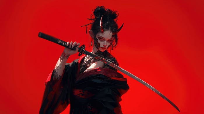 Demon Girl with Katana 4K