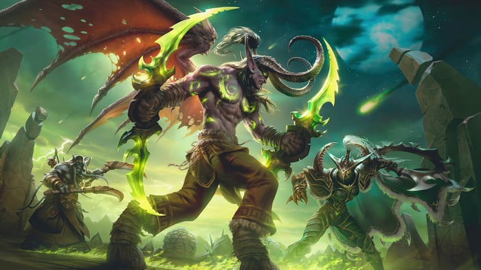 World of Warcraft: Illidan Stormrage and allies in battle 4K
