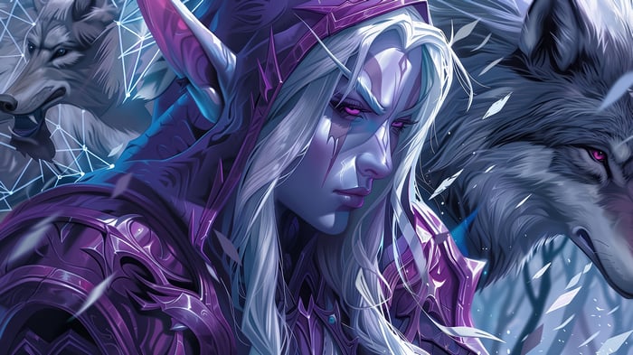 Sylvanas Windrunner with Wolves in World of Warcraft 4K