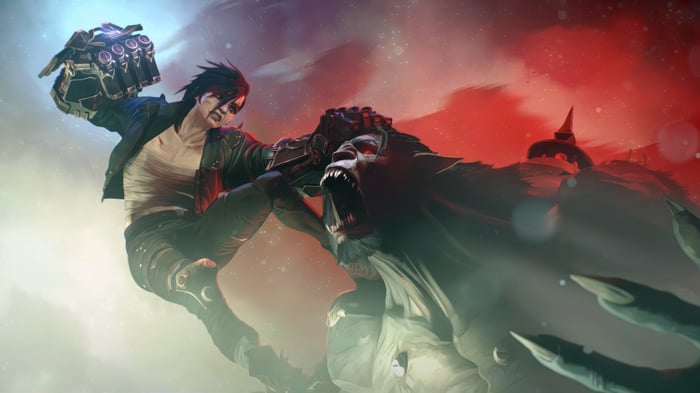 Vi fighting a monster in Arcane 4K