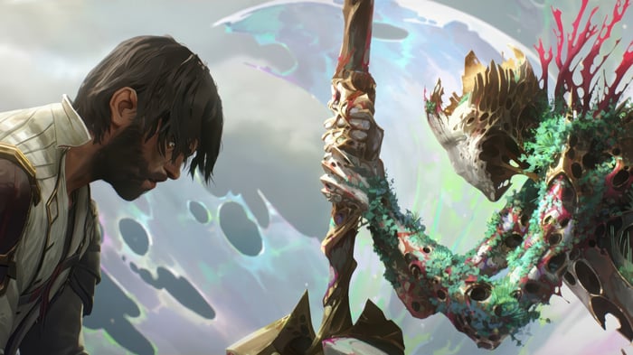 Jayce and a creature in Arcane 4K