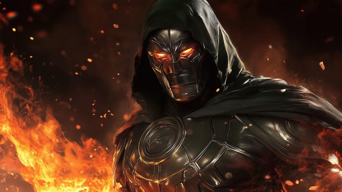 Doctor Doom in 4K with fire