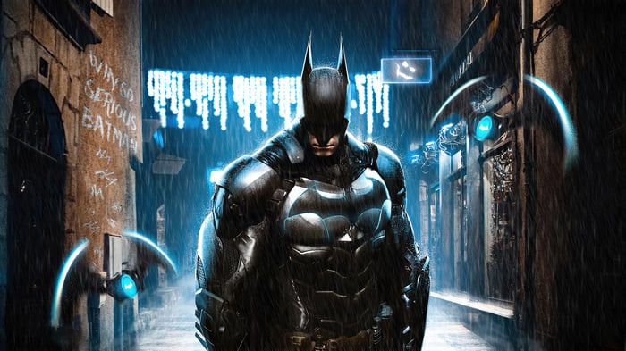 Batman in a Rainy Gotham Alley 4K