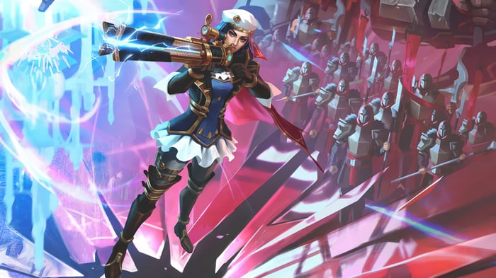 Caitlyn from League of Legends with an army
