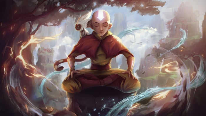 Aang and Momo meditating in Avatar: The Last Airbender 4K