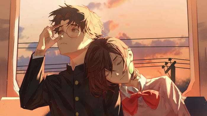 Dandadan: Okarun and Momo Ayase at Sunset