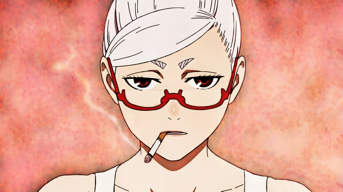 Seiko Ayase from Dandadan smoking a cigarette