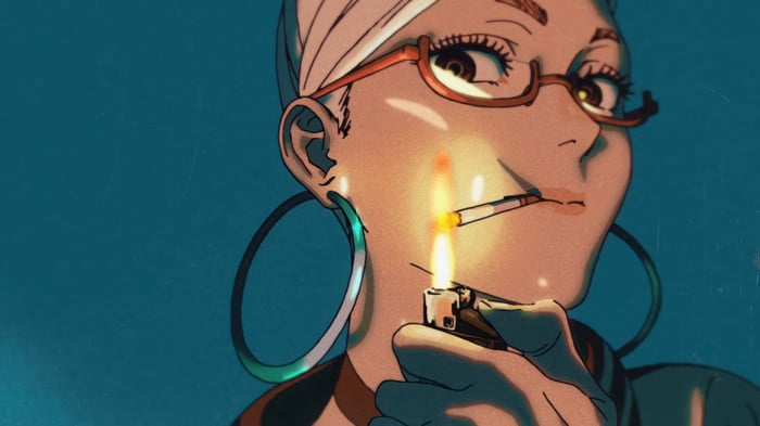 Seiko Ayase lighting a cigarette in 4K