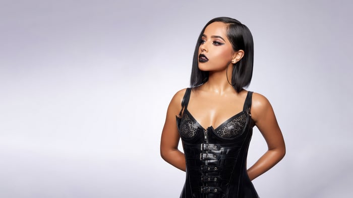 Becky G in a black corset 4K