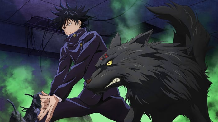 Megumi Fushiguro with a Divine Dog in 4K