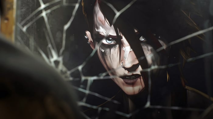 Vi from Arcane through cracked glass