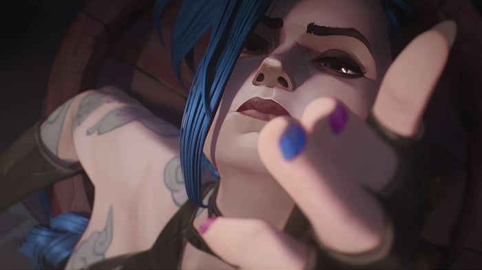 Jinx from Arcane reaching out