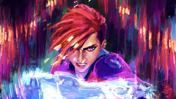 Vi from Arcane with glowing energy