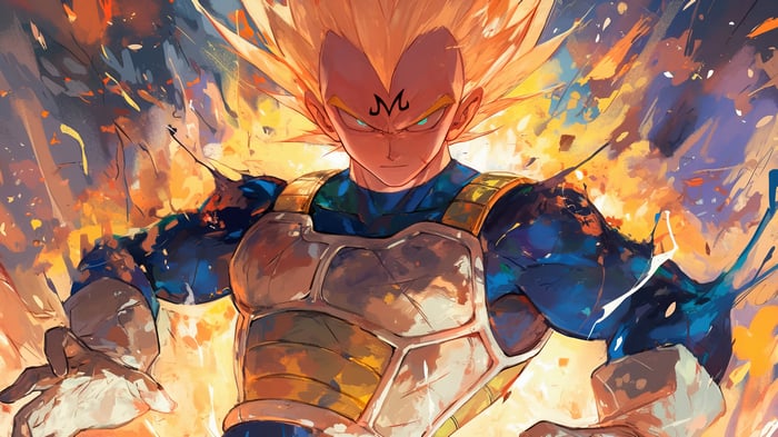 Majin Vegeta in Super Saiyan form from Dragon Ball 4K