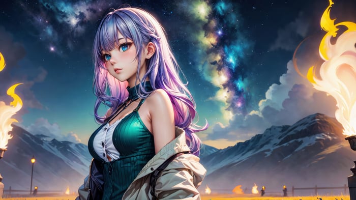 Anime Girl with Purple Hair in 4K
